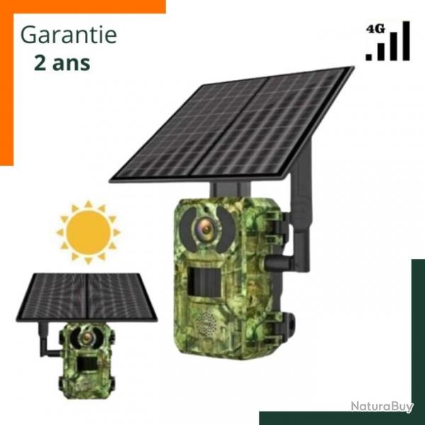 Camra solaire 4G - SD 128 Go + panneau solaire - Vision nocturne - tanche - 0,2 s - Garantie 2 ans