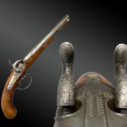 PISTOLET double percussion, signé Peyret à Lyon - France - XIXème Siècle