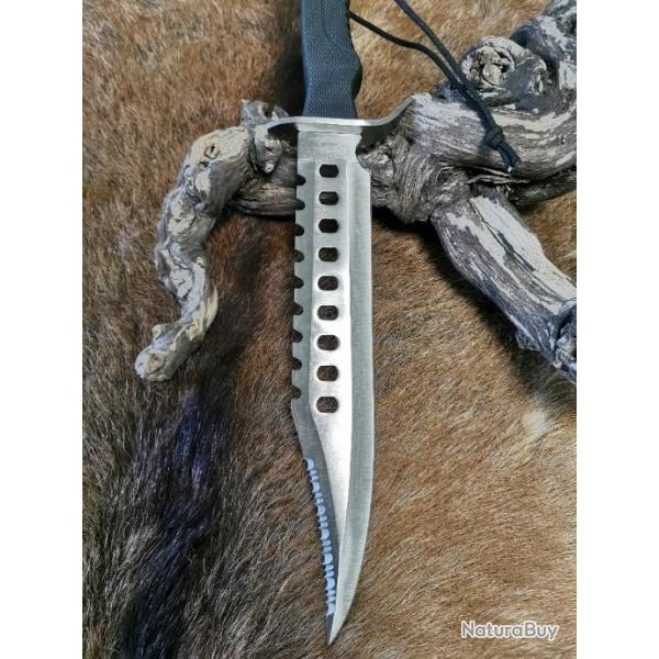 *POIGNARD TYPE BOWIE FROSTCUTLERY "GUARDIAN BOWIE" Manche ERGONOMIQUE EN CAOUTCHOUC Etui Nylon