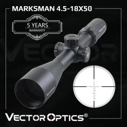 Vector Optics Marksman 4.5 - 18x50 Lunette de Visée Tactique  Verrouillage de Tourelle 1/10 MIL