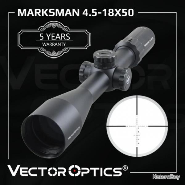 Vector Optics Marksman 4.5 - 18x50 Lunette de Vise Tactique  Verrouillage de Tourelle 1/10 MIL