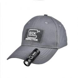 Casquette Glock Perfection + lampe frontale 3 modes avec clips - Gris