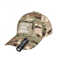 Casquette Glock Perfection + lampe frontale 3 modes avec clips - Camouflage