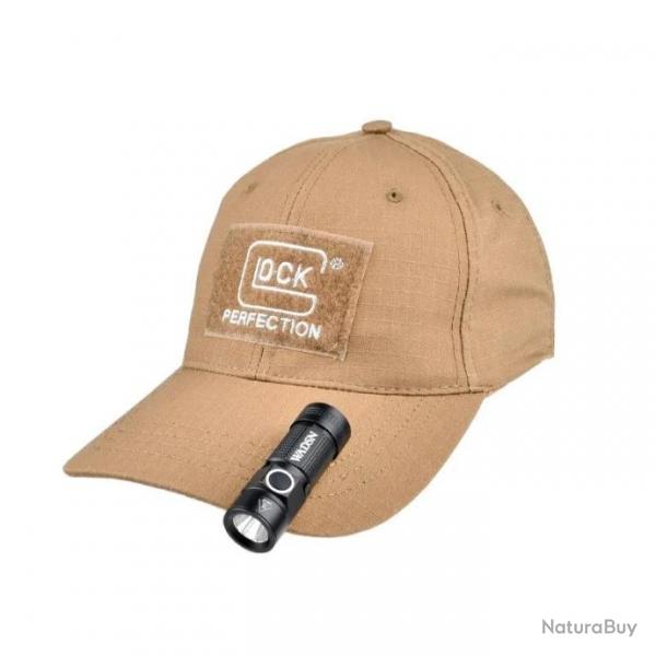 Casquette Glock Perfection + lampe frontale 3 modes avec clips - Tan