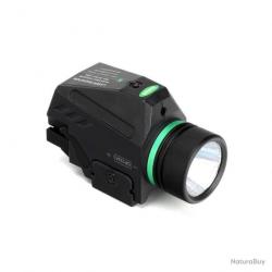 Promo !!!  Lampe torche + laser vert pour rail de ( 20 à 21 mm ) ( 150 LM )