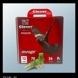 Coffret de 100 cartouches chasse Clever T3 Pigeon 36g plombs n* 6
