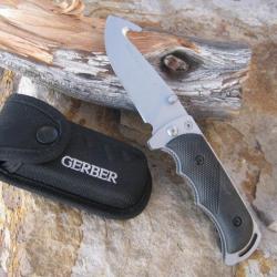 Couteau Gerber Freeman Guide Acier Carbone/Inox Guthook Manche Abs Etui Nylon G0592