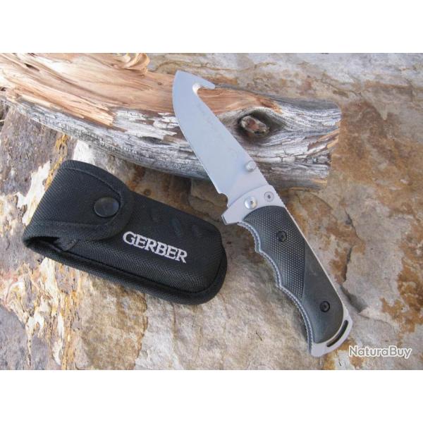 Couteau Gerber Freeman Guide Acier Carbone/Inox Guthook Manche Abs Etui Nylon G0592