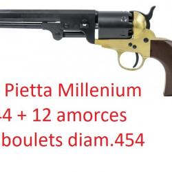 VENTE FLASH ! - Réplique PIETTA 1851 Millenium Us Martial Laiton - Cal.44 + 12 Amorces + 12 Balles