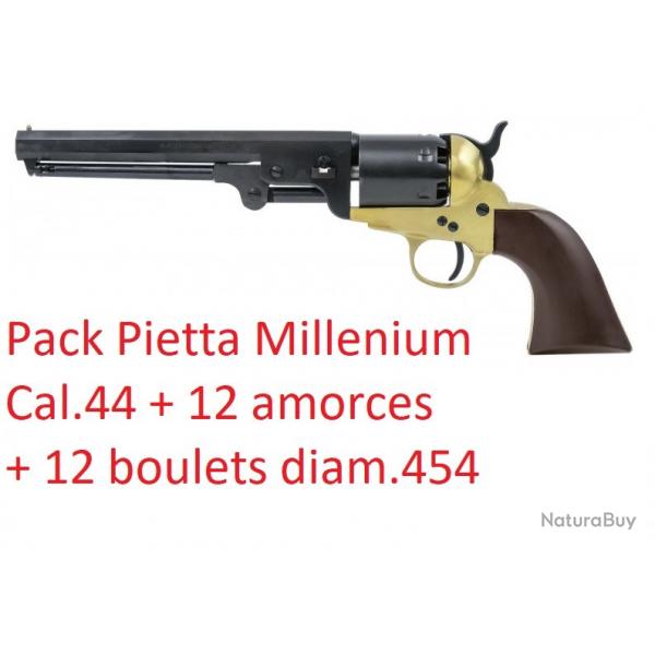 VENTE FLASH ! - Rplique PIETTA 1851 Millenium Us Martial Laiton - Cal.44 + 12 Amorces + 12 Balles