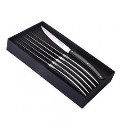 Coffret 6 couteaux table Le Thiers® "Pirou Brasserie" 23 cm, Manche paperstone noir [Goyon-Chazeau]