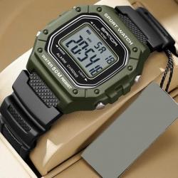 Montre Bracelet Numérique LED Sport Militaire Chronomètre Étanche