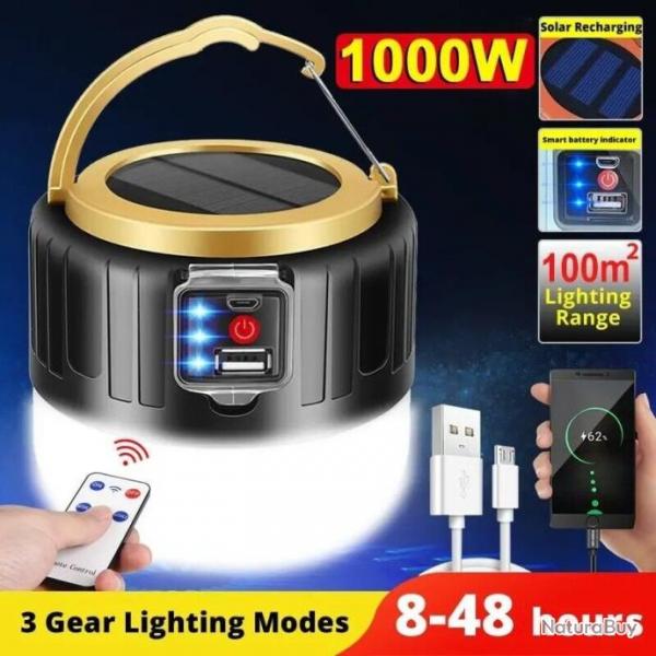 Lampes de Camping Solaires LED Rechargeables USB Lumire de Secours Extrieures