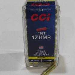 boite de 50 cartouches cal 17 HMR CCI TNT hollow point 17 grains