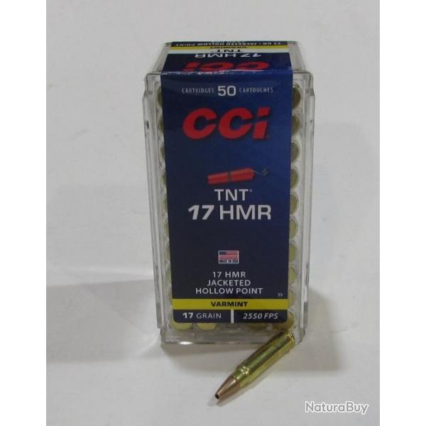 boite de 50 cartouches cal 17 HMR CCI TNT hollow point 17 grains