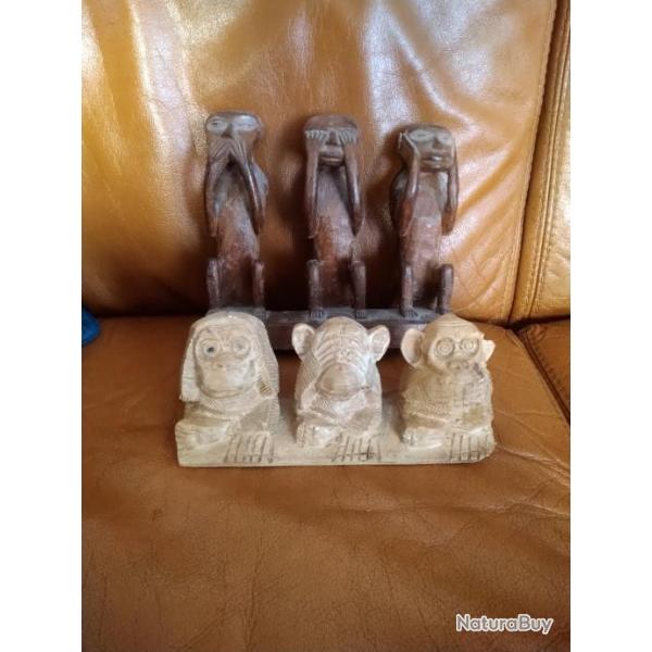 Lot Dcoration petits singes les 3 singes