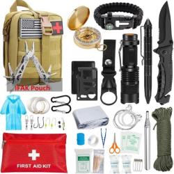 Trousse de Survie 47 en 1 KAKI AVEC COUTEAU