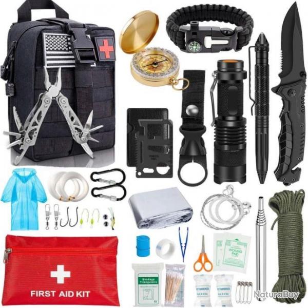 Trousse de Survie 47 en 1 NOIR AVEC COUTEAU