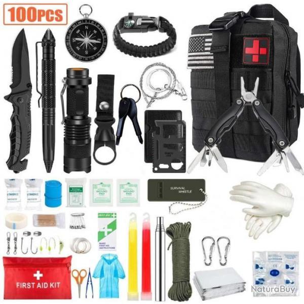 Trousse de Survie 100 EN 1 NOIR AVEC COUTEAU