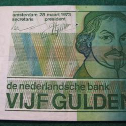 hollande  billet de 5 gulden 1973 tb+