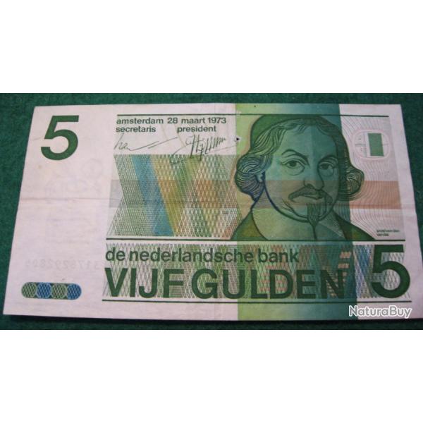 hollande  billet de 5 gulden 1973 tb+