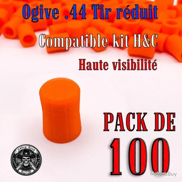 Balle tir rduit .44 ogive compatible kit H&C haute visibilit - Pack de 100 - Bast3D