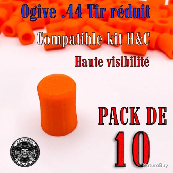 Balle tir rduit .44 ogive compatible kit H&C haute visibilit - Pack de 10 - Bast3D