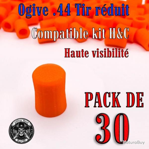 Balle tir rduit .44 ogive compatible kit H&C haute visibilit - Pack de 30 - Bast3D