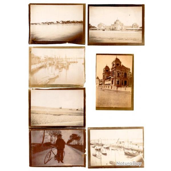 Lot photos anciennes albumines. La Rochelle, Casino de Royan, Port