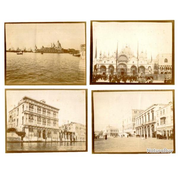 Lot photos anciennes albumines. Italie, Venise. Place St Marc, Palais, Lagune