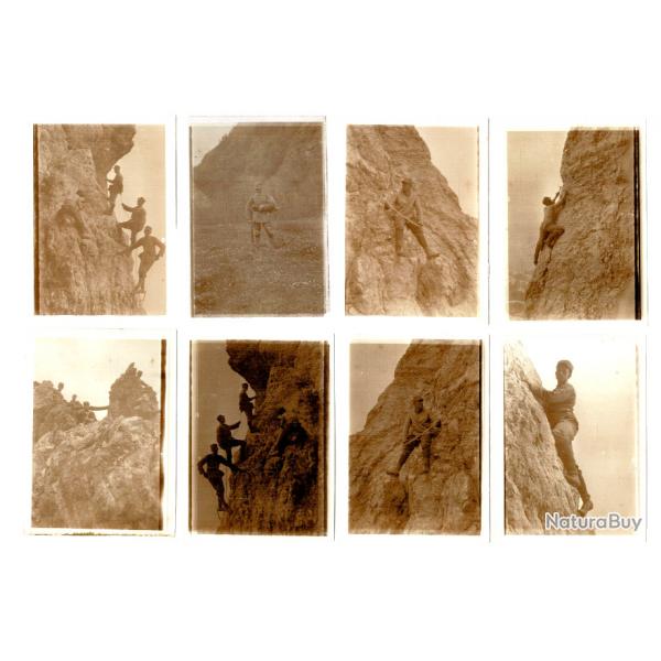 Lot photos anciennes. Lot de 8 photos alpinistes, vers 1880/1900.