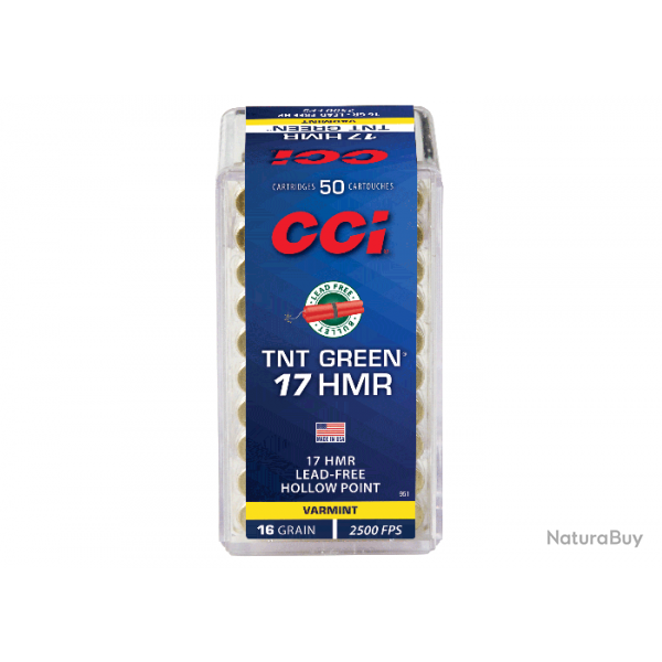 Balles CCI TNT Green - Cal. 17 HMR - Par 1 / 17 gr