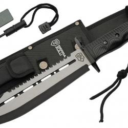 Couteau Sierra Zulu Ballista Lame Clip Point/Sawback 3Cr13 Manche Abs Etui Nylon SZ5603