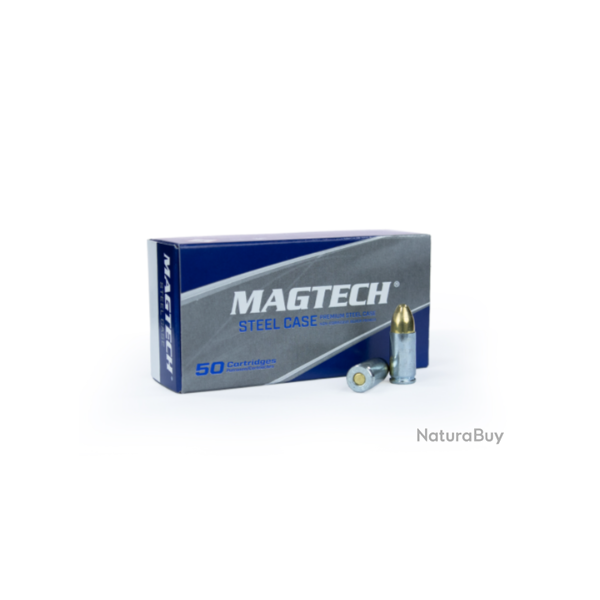 CARTOUCHES MAGTECH 9X19 FMJ ACIER 8g/124 grs boite de 50 par 20 boites, 1000 munitions