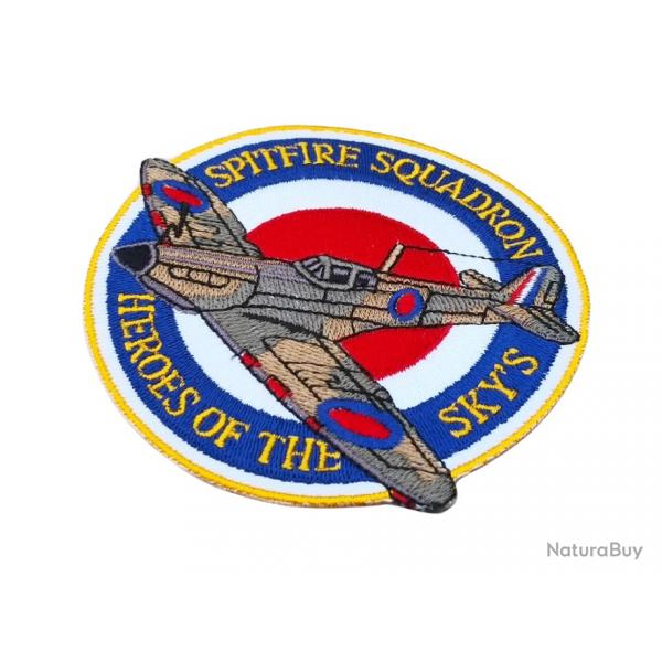 Patch brod Spitfire Squadron RAF 1940 HEROES OF THE SKY'S ( 90 mm)  coudre ou  coller au fer