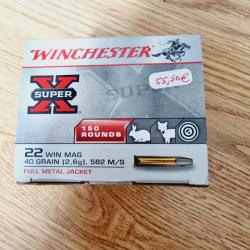 Munitions winchester cal 22 win mag 40gr fmj