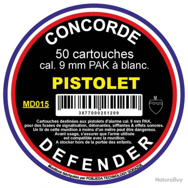 Bote De 50 Cartouches  blanc Cal.9mm - CONCORDE DEFENDER