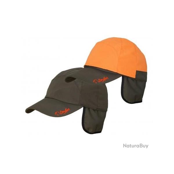 Casquette Impermable Et Rversible A Oreilles Vert/Orange - BENISPORT