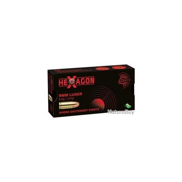 Munitions GECO cal.9mm luger hexagon 8g 124gr par 500