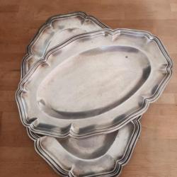 LOT 5 PLATEAUX COUVERTS D ARGENT ANCIENNES IL FAUT NETTOYER