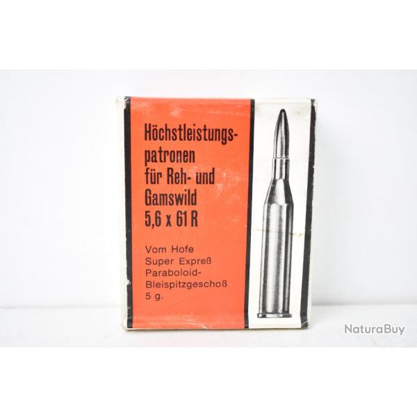 1 Boite de Balles Hirtenberger 5,6x61R SE VH