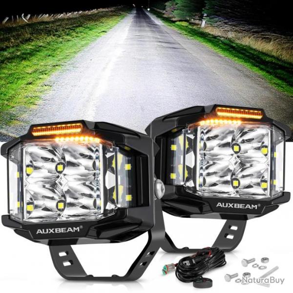 Auxbeam V-MAX Series - Feux de route latraux 4 inch  LED avec feux de jour ambre