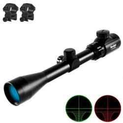 Lunette de Visée 3-9X40 Réticule Vert-Rouge Colliers Rail 20mm Chasse Battue Tir Tactique Bestsight