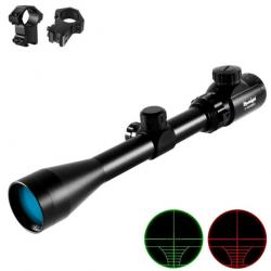 Lunette de Visée 3-9X40 Réticule Vert-Rouge Colliers Rail 11mm Chasse Battue Tir Tactique Bestsight