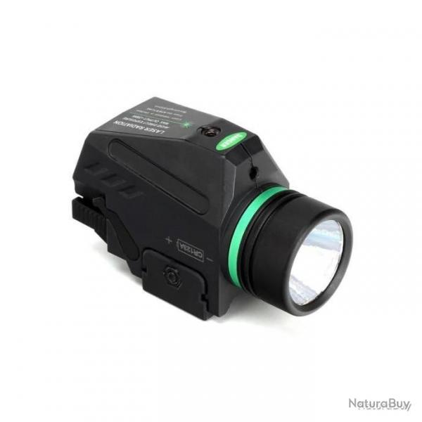 Promo !!!  Lampe torche + laser vert pour rail de ( 20  22 mm ) ( 150 LM )