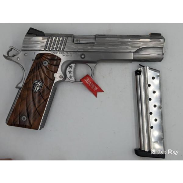 PISTOLET CABOT GUNS 1911 THE LADDER DAMASCUS DELUXE INOX DAMAS 9X19 5 POUCES