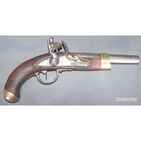 Grand pistolet  silex. Armurier Tisseron Franois de Charleville anne 1810 sur le canon.