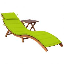 Transat chaise longue bain de soleil lit de jardin terrasse meuble d'extérieur avec table et coussi