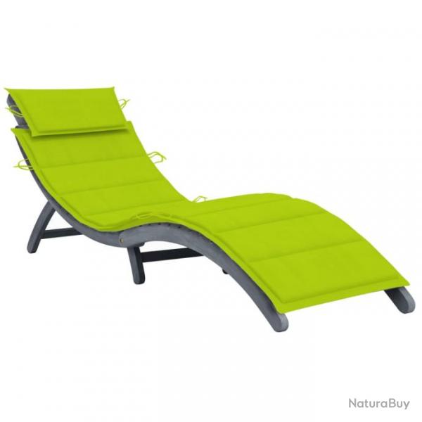 Transat chaise longue bain de soleil lit de jardin terrasse meuble d'extrieur avec coussin gris bo