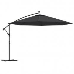 Parasol déporté avec lumières led noir 350 cm 02_0008456